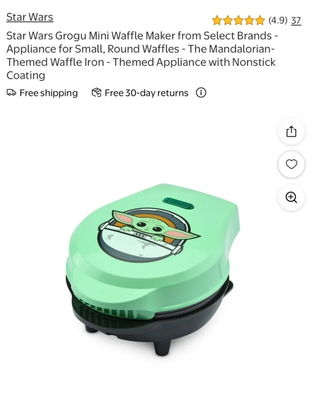 Star Wars Grogu Mini Waffle Maker